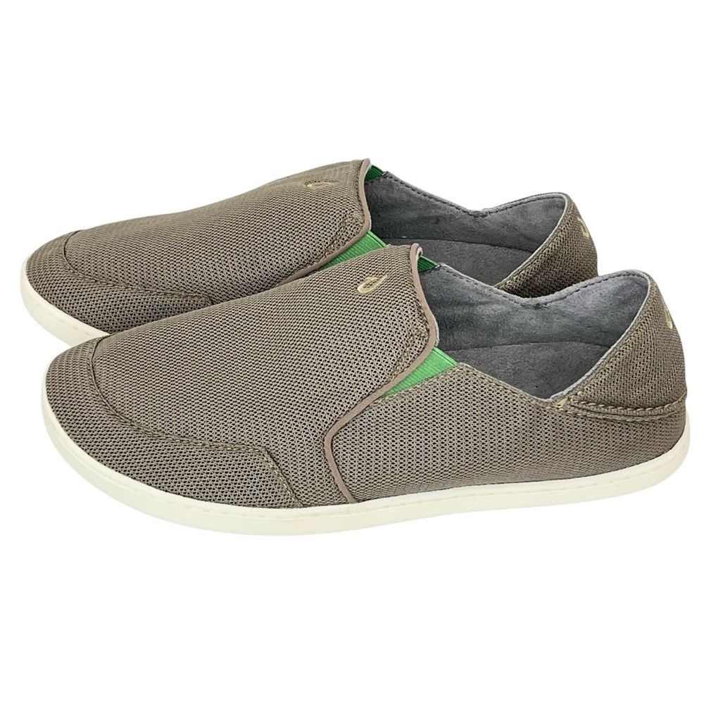 OLUKAI Nohea Mens 11M Mesh Slip-On Beach Boat Shoe Taupe Tan